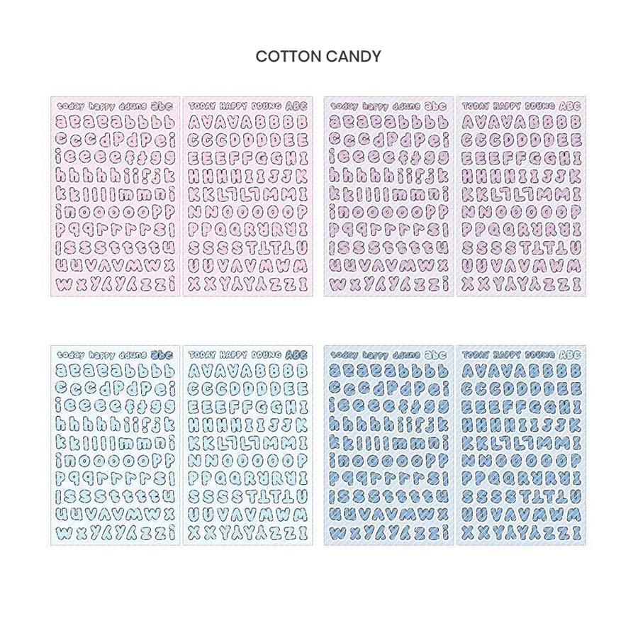 Cotton Candy - Ddung Phabet Transparent Line Alphabet Sticker Set
